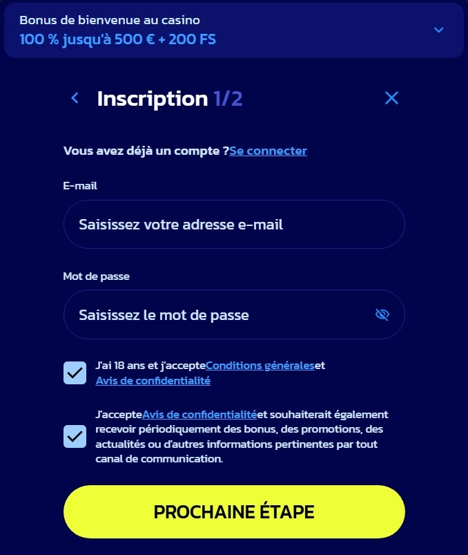 Inscription et connexion