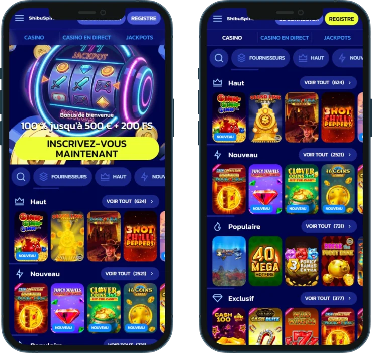 Shibuspins Casino sur mobile